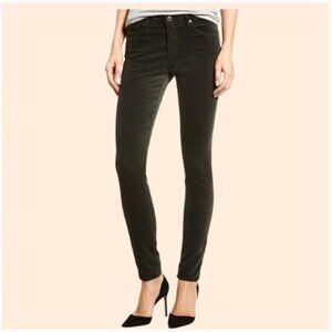 EUC AG Adriano Goldschmied Skinny Legging Velvet Jean Climbing Ivy Green Sz 25 R